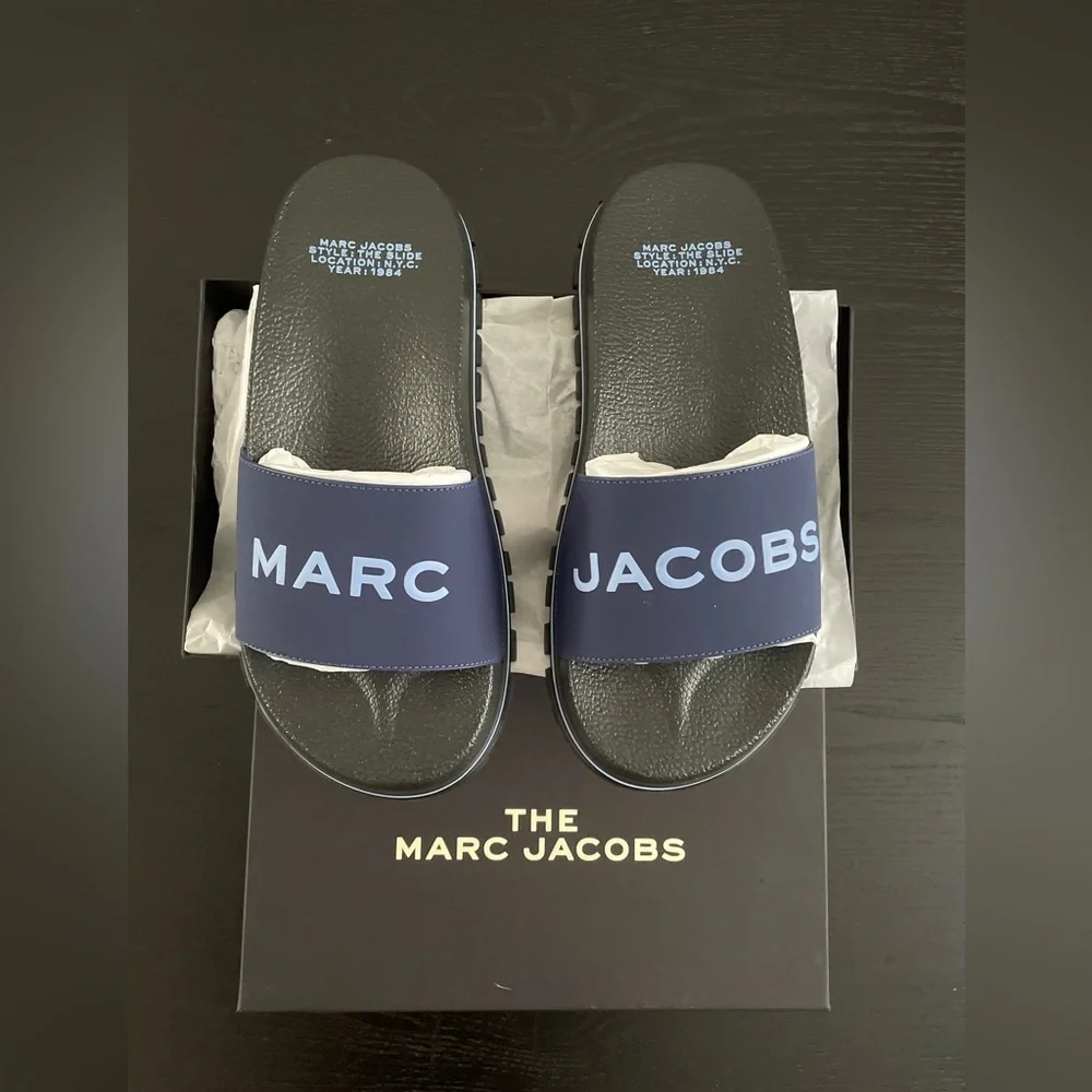 NEW IN BOX MARC JACOBS slides Navy size 5-11 - Picture 1 of 6